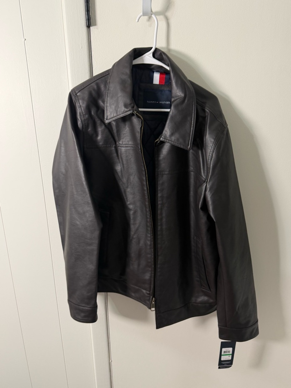 Tommy Hilfiger Men's Dark Brown Leather Bomber Jacket